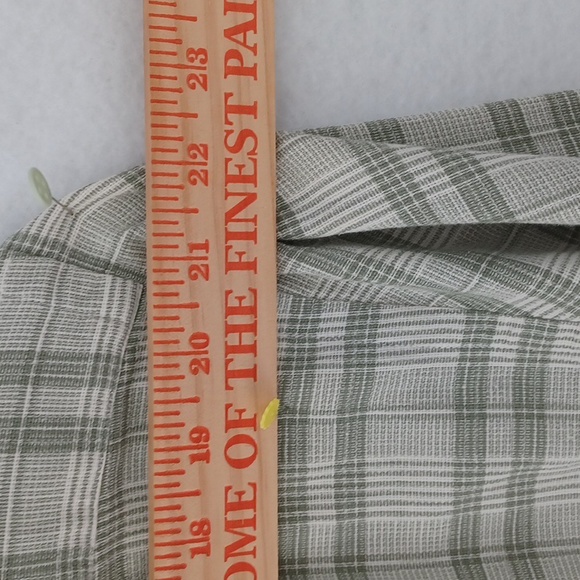 Custom Nobel House Men's Green/Grey/White Plaid Long Sleeve Cotton Shirt, XL - Picture 7 of 11